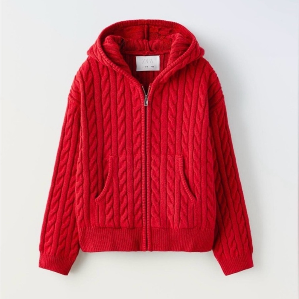 Zara kids ZIPPERED CABLE-KNIT CARDIGAN